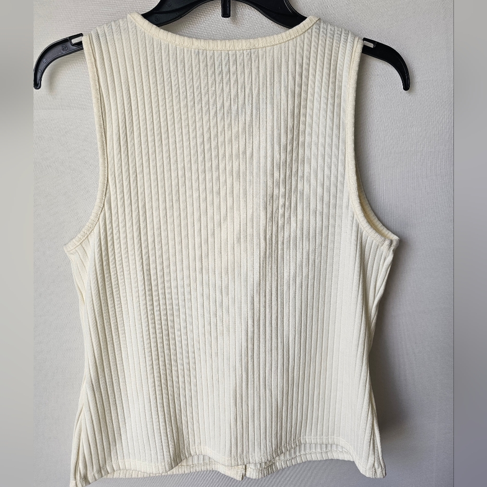 Marc New York Cream Ribbed Button-Front Tank with Gold Buttons - Picture 8 of 14